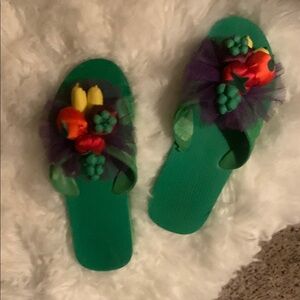 Colorful Floral Embellished Slides